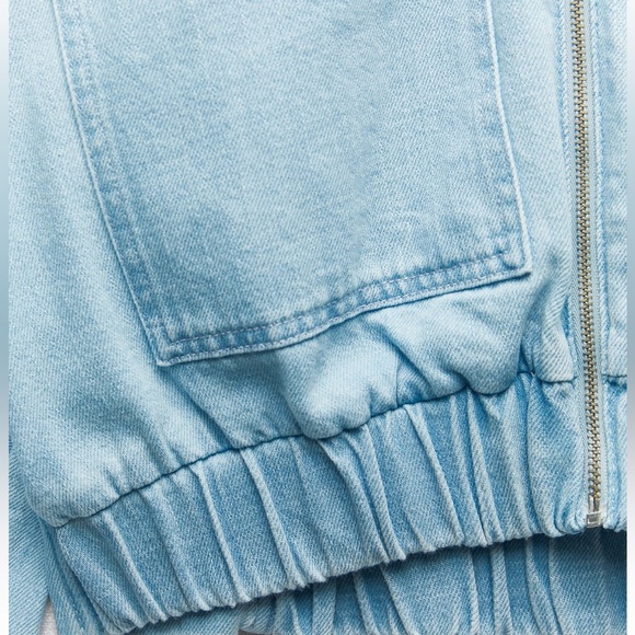 Zara DENIM BOMBER JACKET - Picture 2 of 9